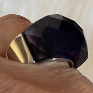 Purple and Silver Dome Ring | Stainless Steel | Size 9.5